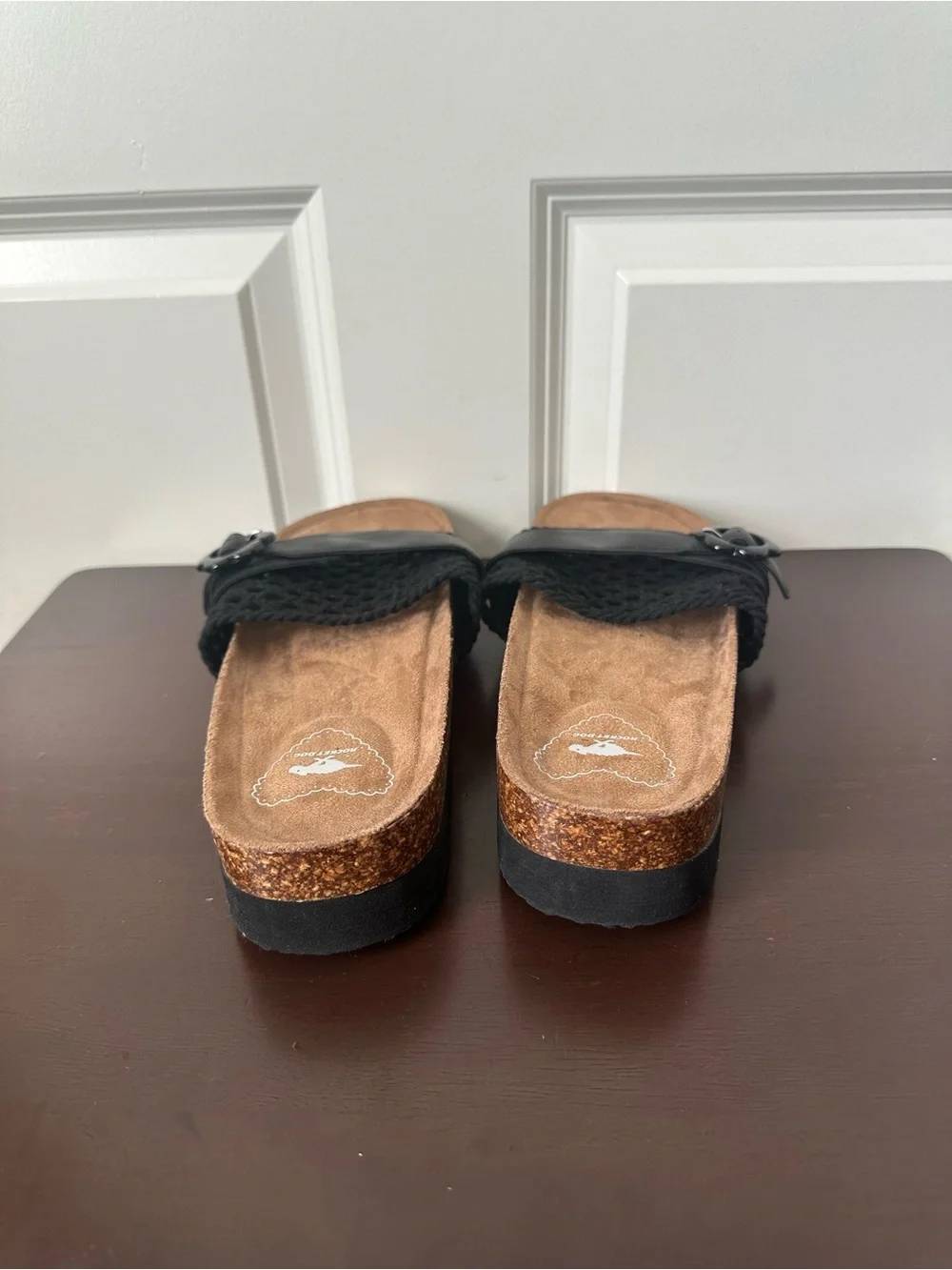 Rocket Dog Alma Black Crochet Strap Slide On Sandals Size 10